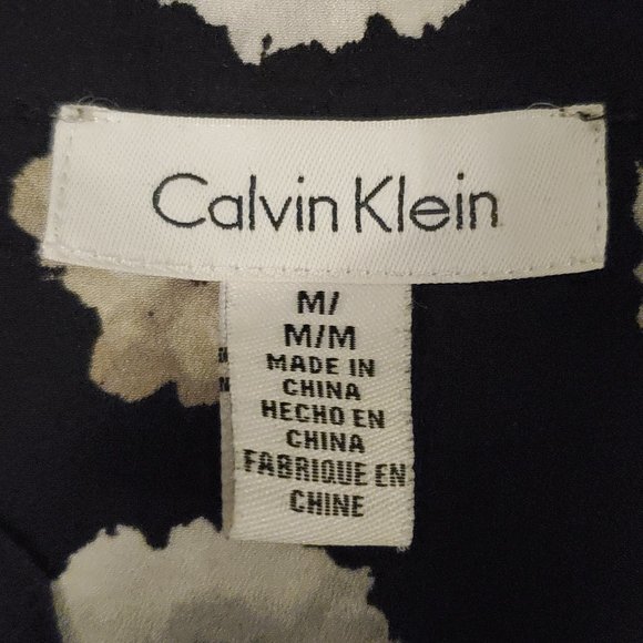 Black and Floral Calvin Klein Button Up Blouse - Picture 2 of 4